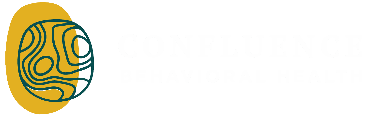 Confluence Behavioral Health logo with abstract brain design.