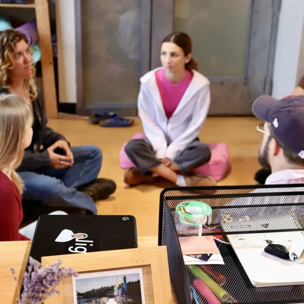 Therapists facilitate group sessions for transitional living and recovery.
